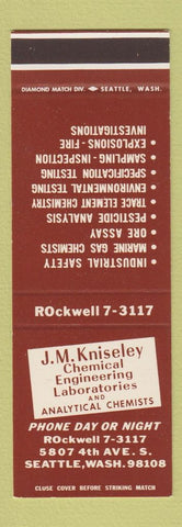 Matchbook Cover - JM Kniseley Chemical Engineering Labs Seattle WA SAMPLE