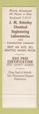Matchbook Cover - JM Kniseley Chemical Engineering Labs Seattle WA SAMPLE