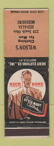 Matchbook Cover - Wilson's Style Mart Men's Clothes Sedalia MO
