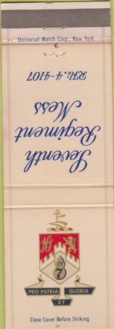 Matchbook Cover - Seventh Regiment Mess Military