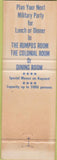 Matchbook Cover - Seventh Regiment Mess Military