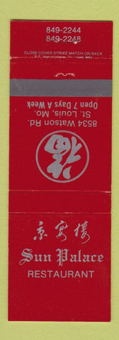 Matchbook Cover - Sun Palace Restaurant Chinese  St Louis MO