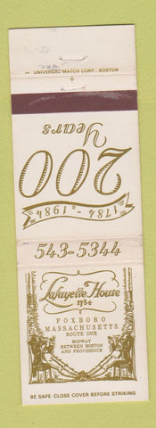Matchbook Cover - Lafayette House Foxboro MA 1984