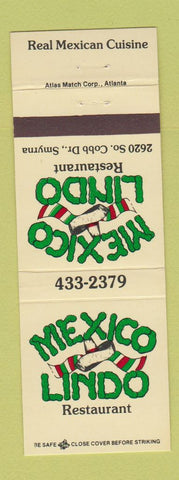 Matchbook Cover - Mexico Lindo Restaurant Mexican Smyrna GA