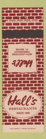 Matchbook Cover - Hall's Restaurants Fort Wayne IN