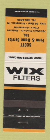 Matchbook Cover - Wix Filters Scott Farm Home Princeton IN