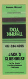 Matchbook Cover - Jack's Clubhouse Branson MO