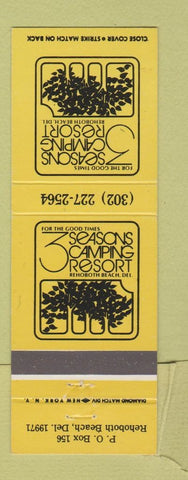 Matchbook Cover - 3 Seasons Camping Resort Rehoboth Beach DE