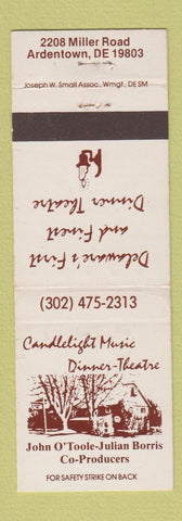 Matchbook Cover - Candlelight Music Dinner Theatre Ardentown DE