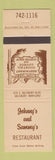 Matchbook Cover - Johnny's and Sammy's Restaurant Salisbury MD
