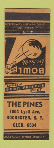 Matchbook Cover - The Pines Bowling Rochester NY