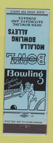 Matchbook Cover - Molalla Bowling Alleys girlie