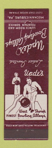 Matchbook Cover - Upde's Bowling Alleys Mechanicsburg PA