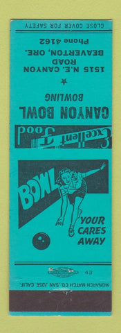 Matchbook Cover - Canyon Bowling Beaverton OR girlie