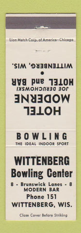 Matchbook Cover - Witteberg Bowling Center WI Hotel Moderne Deruchowski