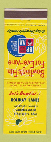 Matchbook Cover - Holiday Lanes Bowling billiards BPAA