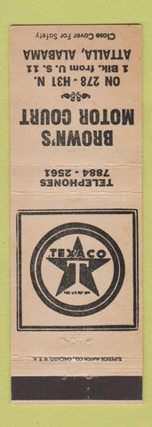 Matchbook Cover - Brown's Motor Court Texaco oil gas Attalla AL