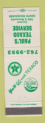 Matchbook Cover - Paul's Texaco oil gas South Milwaukee WI