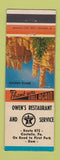 Matchbook Cover - Owen's Restaurant Texaco oil gas Costello PA