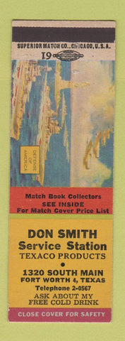 Matchbook Cover - Don Smith Texaco oil gas Fort Worth TX WWII?