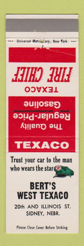 Matchbook Cover - Bert's Texaco oil gas Sidney NE