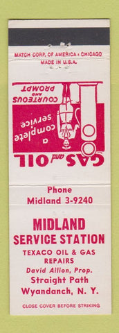 Matchbook Cover - Midland Texaco oil gas Wyandanch NY
