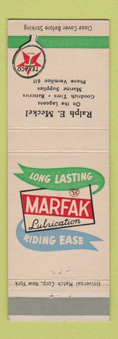 Matchbook Cover - Texaco oil gas Ralph Meckel Vermilion