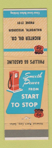 Matchbook Cover - Phillips 66 oil gas Richter Walworth WI