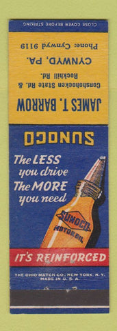 Matchbook Cover - Sunoco oil gas James Barrow Cynwyd PA