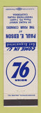 Matchbook Cover - Union 76 oil gas Paul Edson 29 Palms CA Twenty Nine