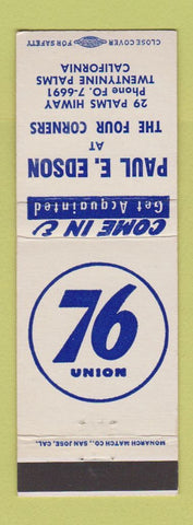 Matchbook Cover - Union 76 oil gas Paul Edson 29 Palms CA Twenty Nine