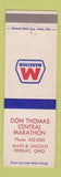 Matchbook Cover - Marathon oil gas Don Thomas Findlay OH