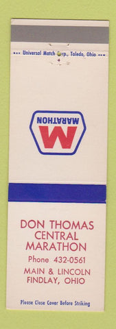 Matchbook Cover - Marathon oil gas Don Thomas Findlay OH