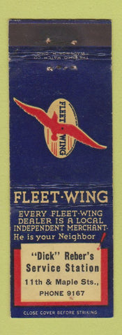 Matchbook Cover - Fleet Wing oil gas Dick Reber's