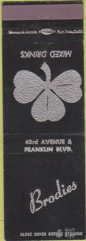 Matchbook Cover - Brodies bar Clover NO TOWN