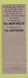 Matchbook Cover - Consolvo Hotels Richmond Norfolk VA Monticello Jefferson