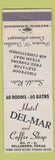 Matchbook Cover - Hotel Del Mar Hillsboro TX