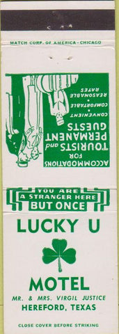 Matchbook Cover - Lucky U Motel Hereford TX