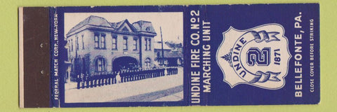 Matchbook Cover - Undine Fire Company Marching Unit Bellefonte PA Federal