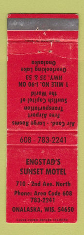 Matchbook Cover - Engstad's Sunset Motel Onalaska WI WEAR
