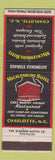 Matchbook Cover - Mecklenburg Hotel Charlotte NC