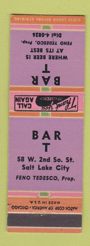 Matchbook Cover - Bar T Salt Lake City UT Feno Tedesco