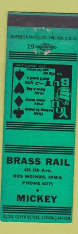 Matchbook Cover - Brass Rail Des Moines IA bar
