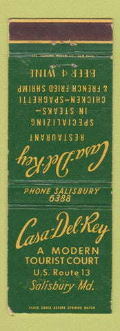Matchbook Cover - Casa Del Rey Salisbury MD WEAR