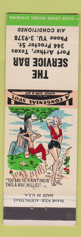 Matchbook Cover - Service Bar Port Arthur TX Hillbilly