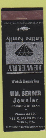 Matchbook Cover - Wm Bender Jewelry York PA