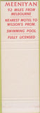 Matchbook Cover - Meeniyan Motel Hotel Australia