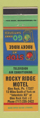 Matchbook Cover - Rocky Ridge Motel Glen Rock PA