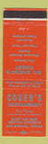 Matchbook Cover - Coker's Restaurant Big Spring TX ORANGE