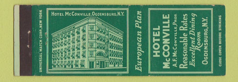 Matchbook Cover - Hotel McConville Ogdensburg NY